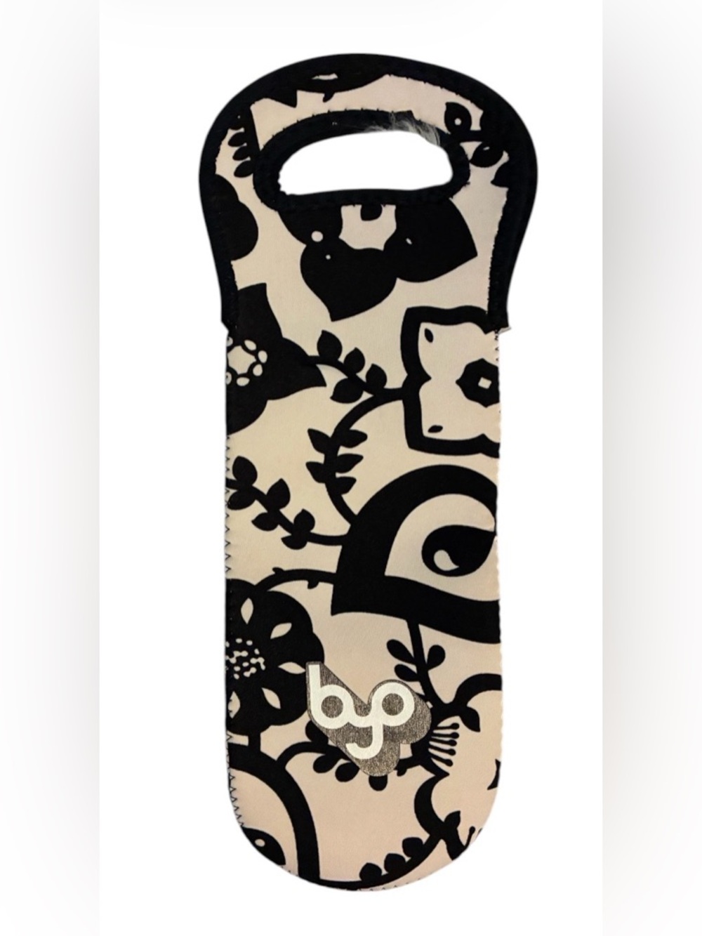BYO Rambler Single Wine Holder.  Wine Caddy Floral Pattern Black White‎